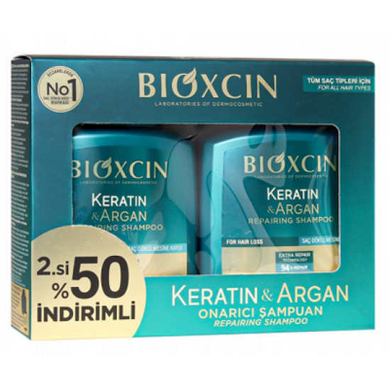 Bioxcin шампоан против косопад с кератин и арган промо комплект 2х300мл